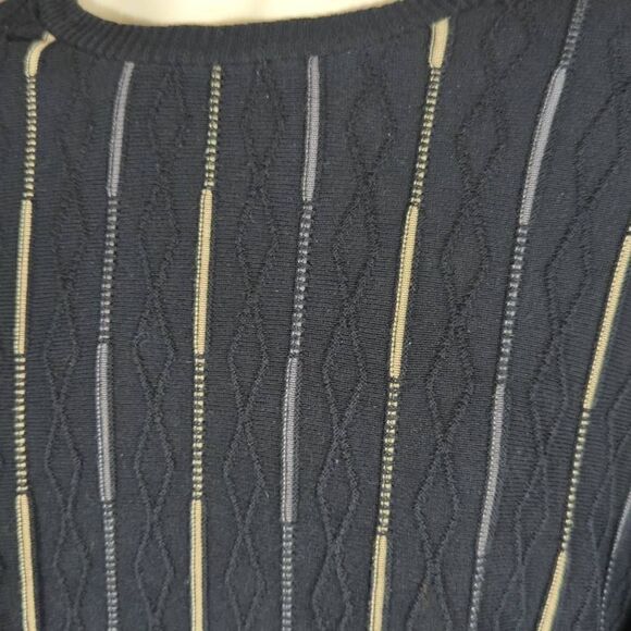 Pronto Uomo Sweater Men's Size XL Black‎ Stripes Textured Lightweight Cosby 80's - Picture 5 of 13